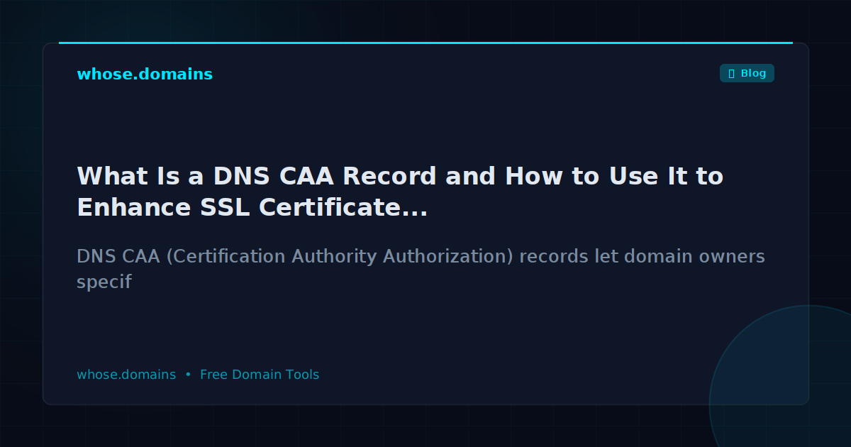 What Is a DNS CAA Record and How to Use It to Enhance SSL Certificate Security