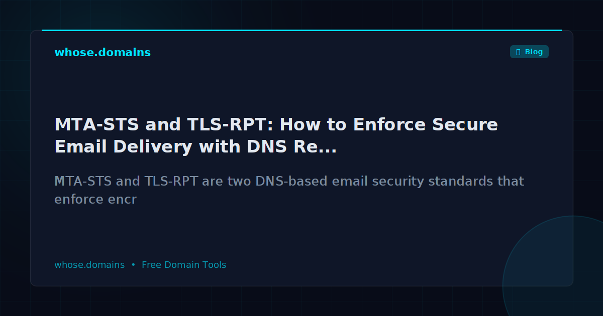 MTA-STS and TLS-RPT: How to Enforce Secure Email Delivery with DNS Records