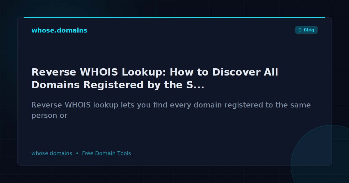 Reverse WHOIS Lookup: How to Discover All Domains Registered by the Same Owner